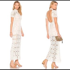 MAJORELLE CROCHET MAXI DRESS BRIDAL STONE COLD FOX